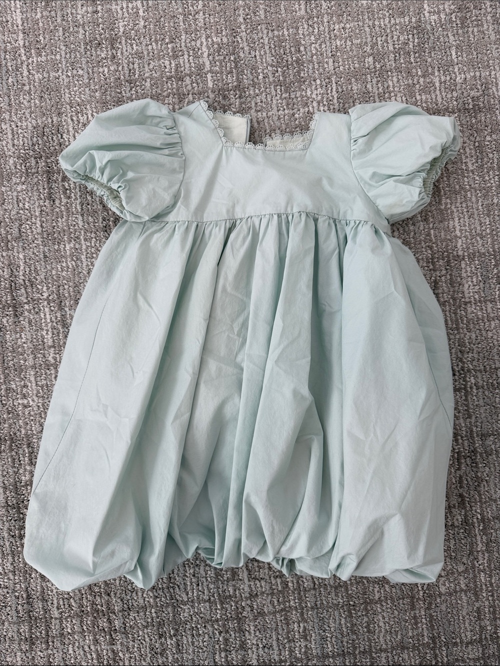 Girls' Mint Puff Sleeve Bubble Dress